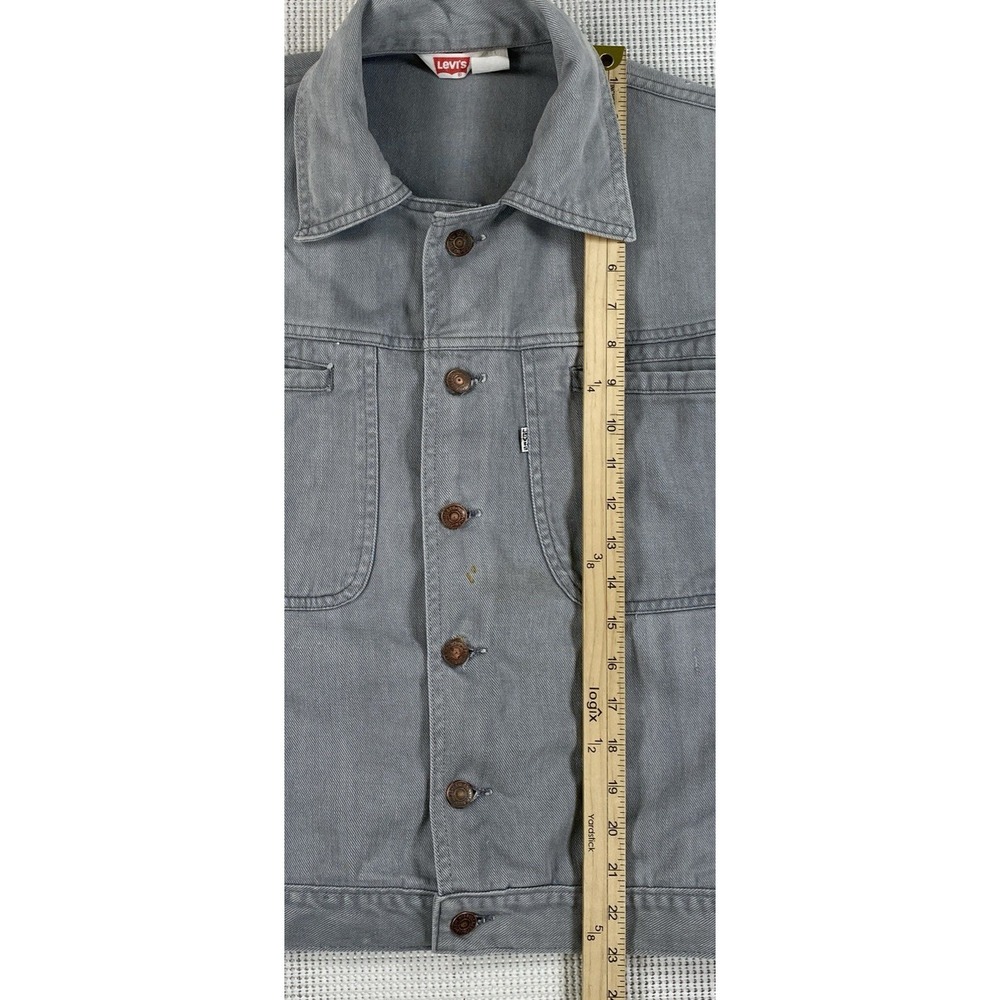 Vintage Levi's Denim Jacket Women's Medium Gray Distressed White Tab - Picture 4 of 12